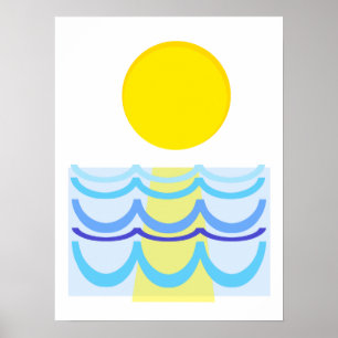 Poster Le soleil sur l'eau Abstrait