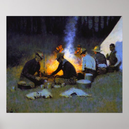 Poster Le souper des chasseurs Frederic Remington (Devant)