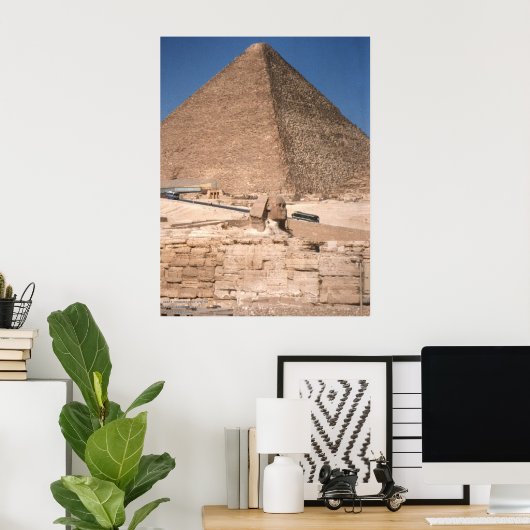 Poster Le Sphinx et la Grande Pyramide à Gizeh (Bureau à domicile)