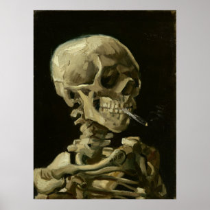 Poster Le squelette de Van Gogh avec une cigarette brûlan