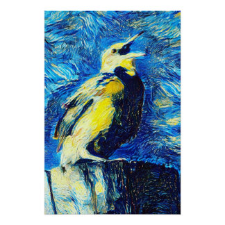 Poster Le style VanGogh aux oiseaux solitaires