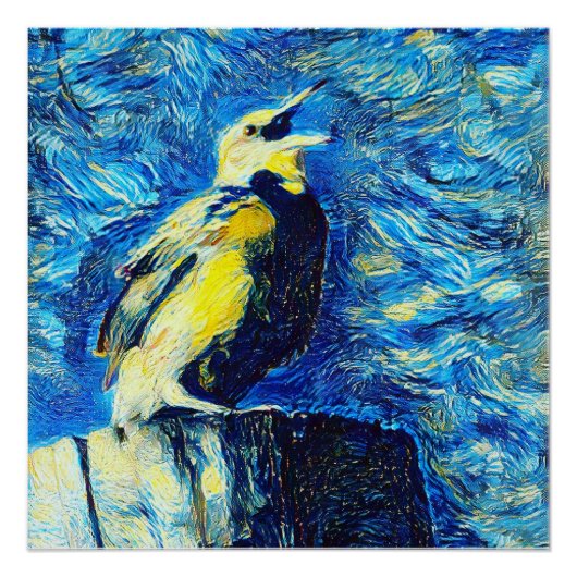 Poster Le style VanGogh aux oiseaux solitaires (Devant)