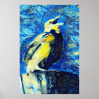 Poster Le style VanGogh aux oiseaux solitaires