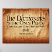 Poster Le Succès Arrive Avant Le Travail (Devant)