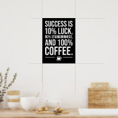 Poster Le Succès Est 100% Café - Drôle Motivationnel (Cuisine)