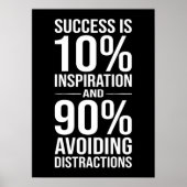 Poster Le succès est 90% d'éviter les distractions, drôle (Devant)