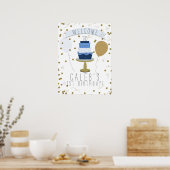 Poster Le sucre bleu et or est sucré 1er gâteau d'anniver (Cuisine)