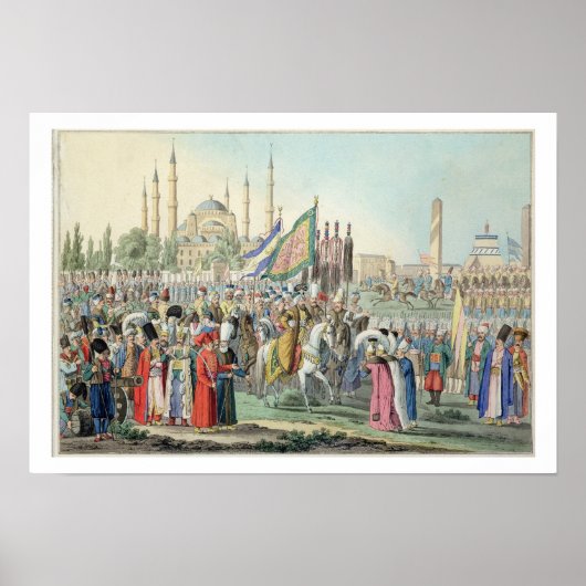 Poster Le sultan turc révisant ses Janissaires (engr (Devant)