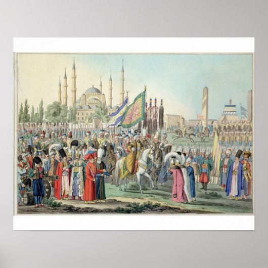 Poster Le sultan turc révisant ses Janissaires (engr (Devant)