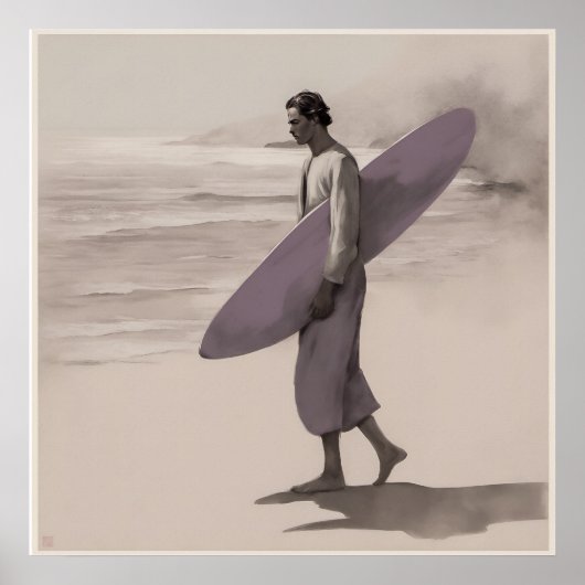 Poster Le surfer solitaire - Imprimer l'art (Devant)