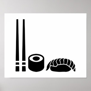 Poster Le sushi colle le sashimi