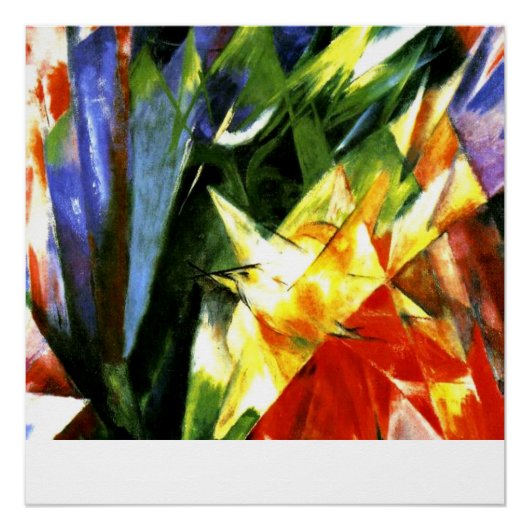 Poster Le tableau de Franz Marc, Oiseaux, (Devant)