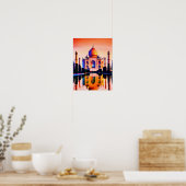 Poster Le Taj Mahal contre un ciel couché de soleil (Cuisine)