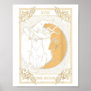 Poster Le Tarot Lune Xvii Inspiré Chat Noir sorcier Casqu