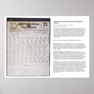 Poster Le télégraphe de télégramme de Zimmermann avec