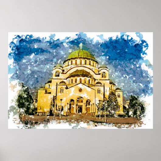 Poster Le temple de Saint Sava Belgrade Srbija (Devant)