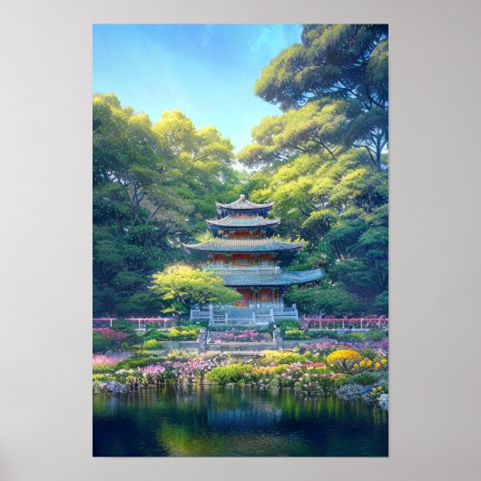 Poster Le temple japonais majestueux (Devant)