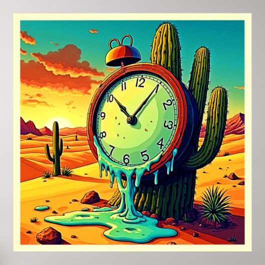Poster Le Temps Du Désert S'Éteint Horloge (Devant)