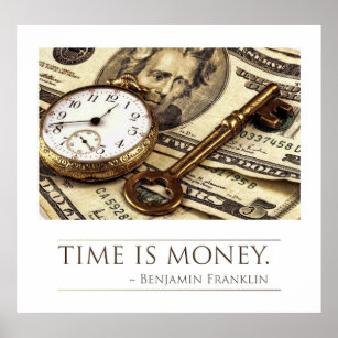 Poster Le temps est l'argent - Franklin Citation