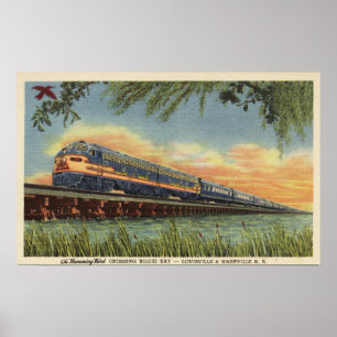 Poster Le train de chemin de fer d'oiseau de ronflement
