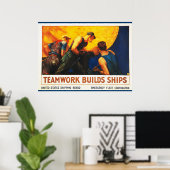 Poster Le Travail D'Équipe Construit Des Navires (Bureau à domicile)