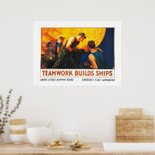 Poster Le Travail D'Équipe Construit Des Navires (Cuisine)