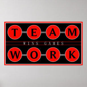 Poster Le travail d'équipe de motivation gagne l'affiche