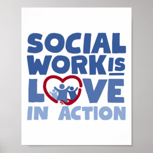 Poster Le Travailleur Social Est Amoureux En Action Coeur