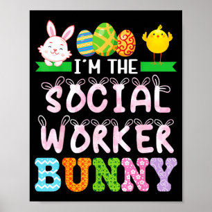 Poster Le travailleur social lapin jour de Pâques travail