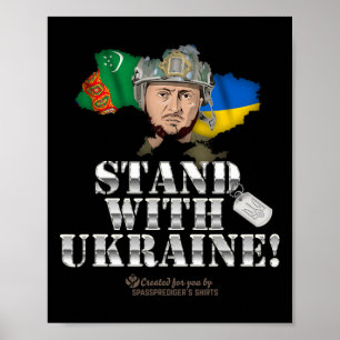 Poster Le Turkménistan soutient l'Ukraine Drapeau Zelensk