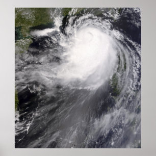 Poster Le typhon Nuri approche de la Chine