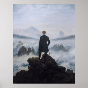 Poster Le vagabond au-dessus de la mer de brouillard