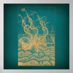 Poster Le vaisseau-pieuvre géant attaquant le Turquoise A