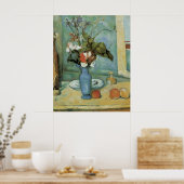 Poster Le Vase Bleu (Fleurs et Fruits) par Paul Cezanne (Cuisine)