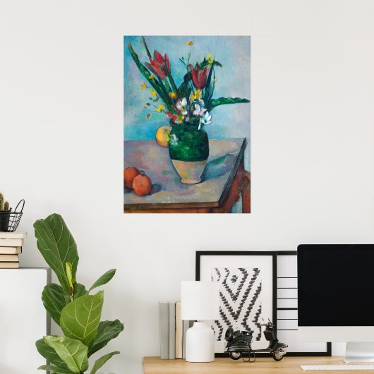 Poster Le Vase des Tulipes par Paul Cezanne (Bureau à domicile)