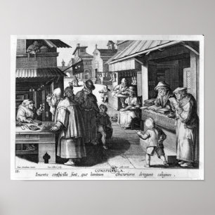 Poster Le vendeur de lunettes, gravé par Jan Collaert