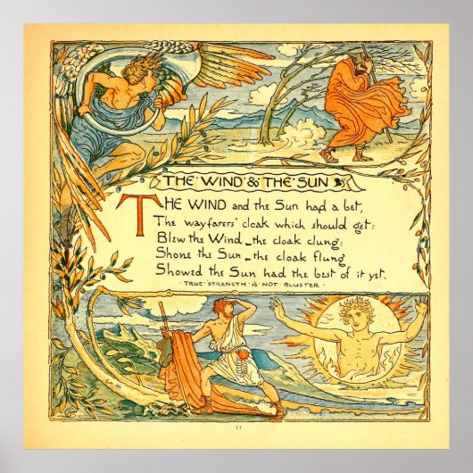 Poster Le vent et le soleil 1887 Walter Crane (Devant)