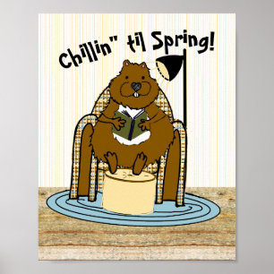 Poster Le ver de livre de la marmotte attend le printemps