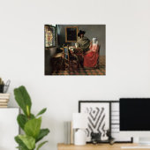 Poster Le verre de vin - Vermeer (Bureau à domicile)