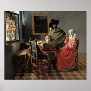 Poster Le verre de vin - Vermeer