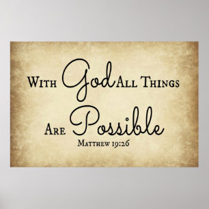 Poster Le vers de bible de Matthew avec Dieu toutes les