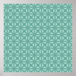 Poster Le Vert Yukka Et La Touche De Carrelage Rose Motif