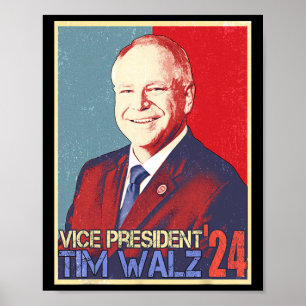 Poster Le vice-président Harris Tim Walz Waltz Élection 2