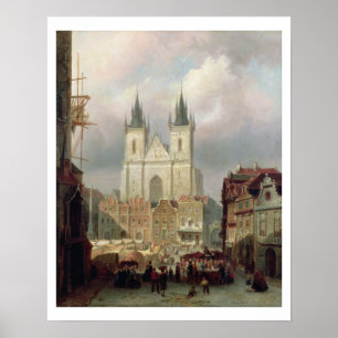 Poster Le vieux marché à Prague, 1881 (huile sur le can