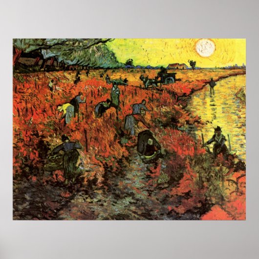 Poster Le vignoble rouge par Vincent van Gogh (Devant)