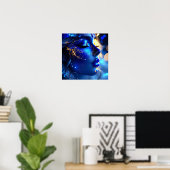 Poster Le visage bleu de la femme (Bureau à domicile)