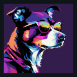 Poster Le visage de chien pop art<br><div class="desc">Tête de chien dessinée avec style d'art WPAP,  illustration pop art</div>