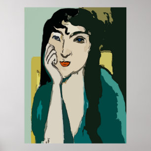 Poster Le visage de la femme, vert