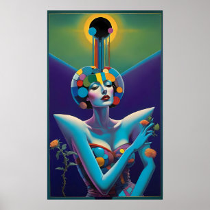 Poster Le visage de rêve au repos de la mode - Art de Ken