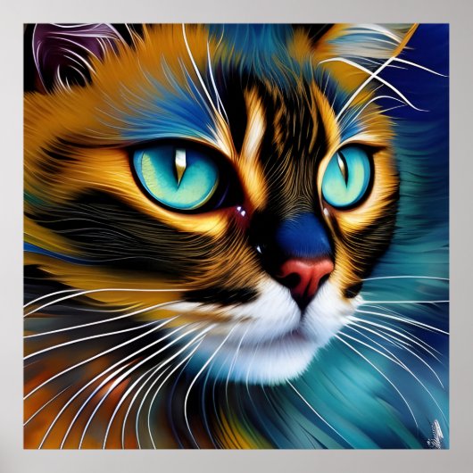 Poster Le visage d'un mignon Lynx pointe Siamese (Devant)